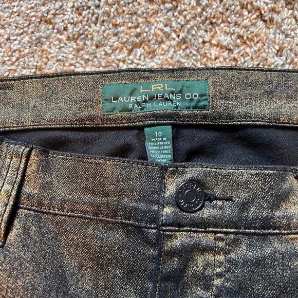 Lauren Ralph Lauren Metallic Gold Black Boot Cut Jean.  Size 10 - Picture 3 of 7